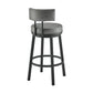 Benzara BM295490 Eleanor 26" Gray Faux Leather Seat Round Seat Swivel Counter Stool Chair