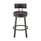 Benzara BM295494 Eleanor 26" Brown Faux Leather Seat Round Seat Swivel Counter Stool Chair