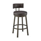 Benzara BM295494 Eleanor 26" Brown Faux Leather Seat Round Seat Swivel Counter Stool Chair