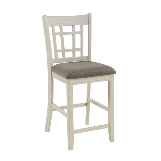 Benzara BM295907 Glee 26" Antique White and Brown Finish Counter Height Chair, Set of 2