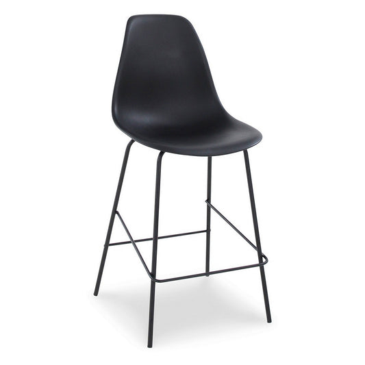 Benzara BM296615 Mira 25" Counter Height Stool with Bucket Seat and Black Metal Frame, Set of 2