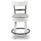 Benzara BM296616 Zane 25" White Wood Swivel Counter Height Stool with Round Cushioned Seat