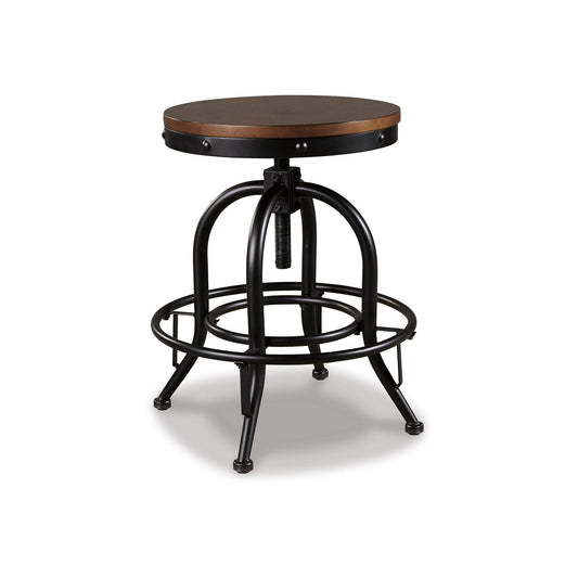 Benzara BM296620 Zane 24" Black Metal Base Adjustable Swivel Counter Stool, Set of 2