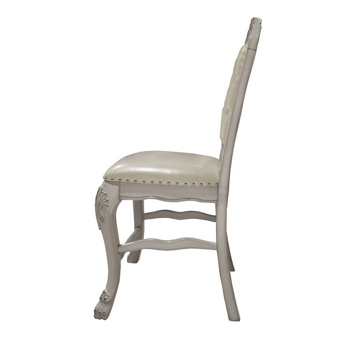 Benzara BM296846 Aurora 22" Bone White Counter Height Chair with Button Tufted Back, Set of 2