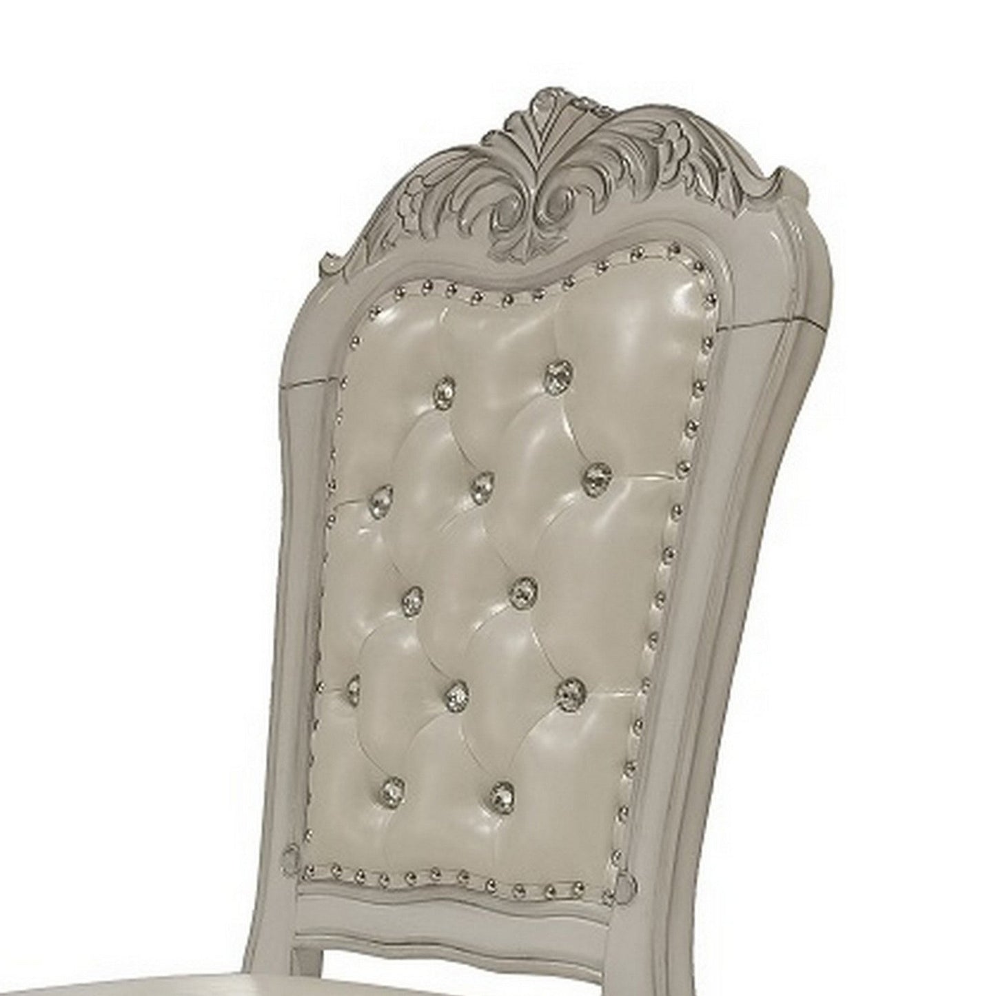 Benzara BM296846 Aurora 22" Bone White Counter Height Chair with Button Tufted Back, Set of 2