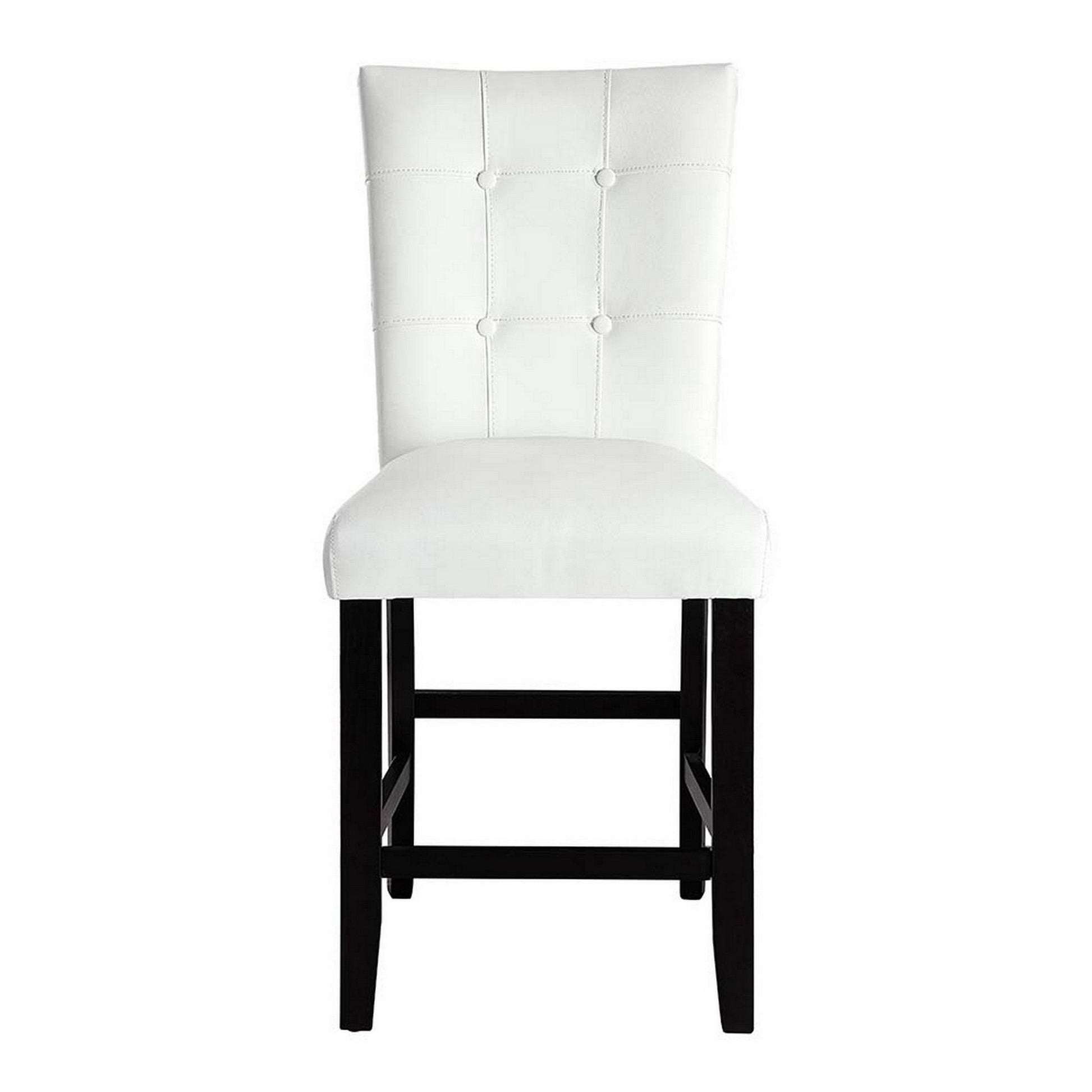 Benzara BM296875 Nok 25" White and Black Counter Chair with Button Tufted Back, Set of 2