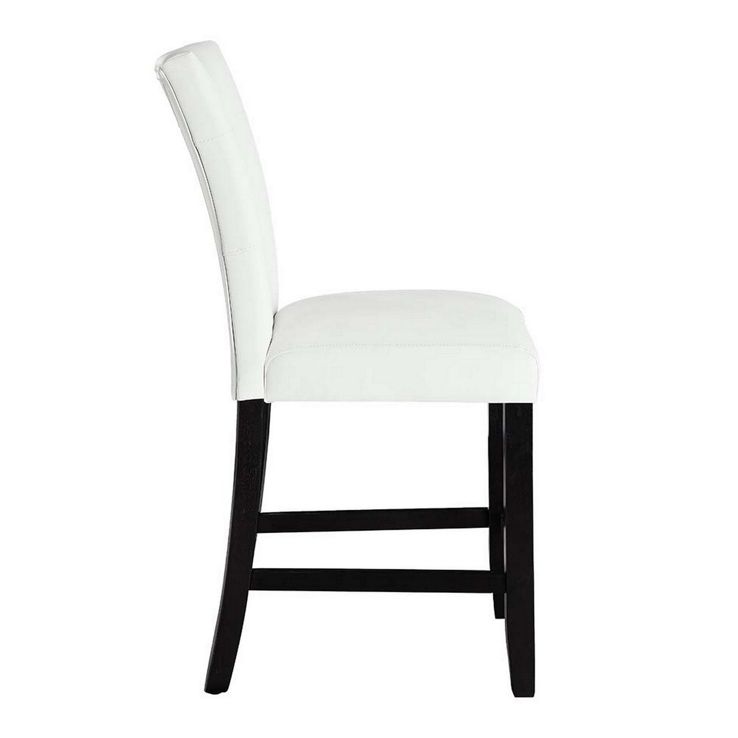 Benzara BM296875 Nok 25" White and Black Counter Chair with Button Tufted Back, Set of 2