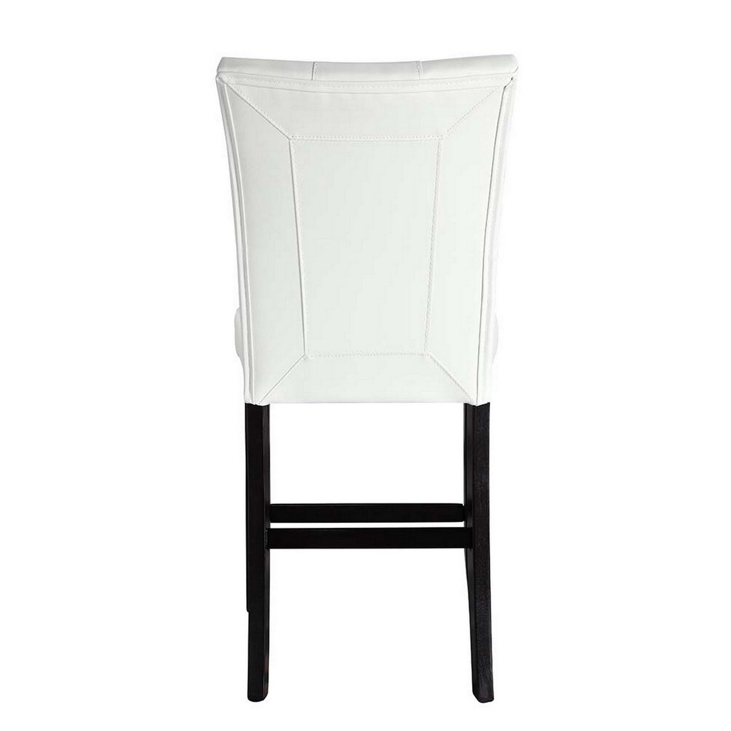 Benzara BM296875 Nok 25" White and Black Counter Chair with Button Tufted Back, Set of 2