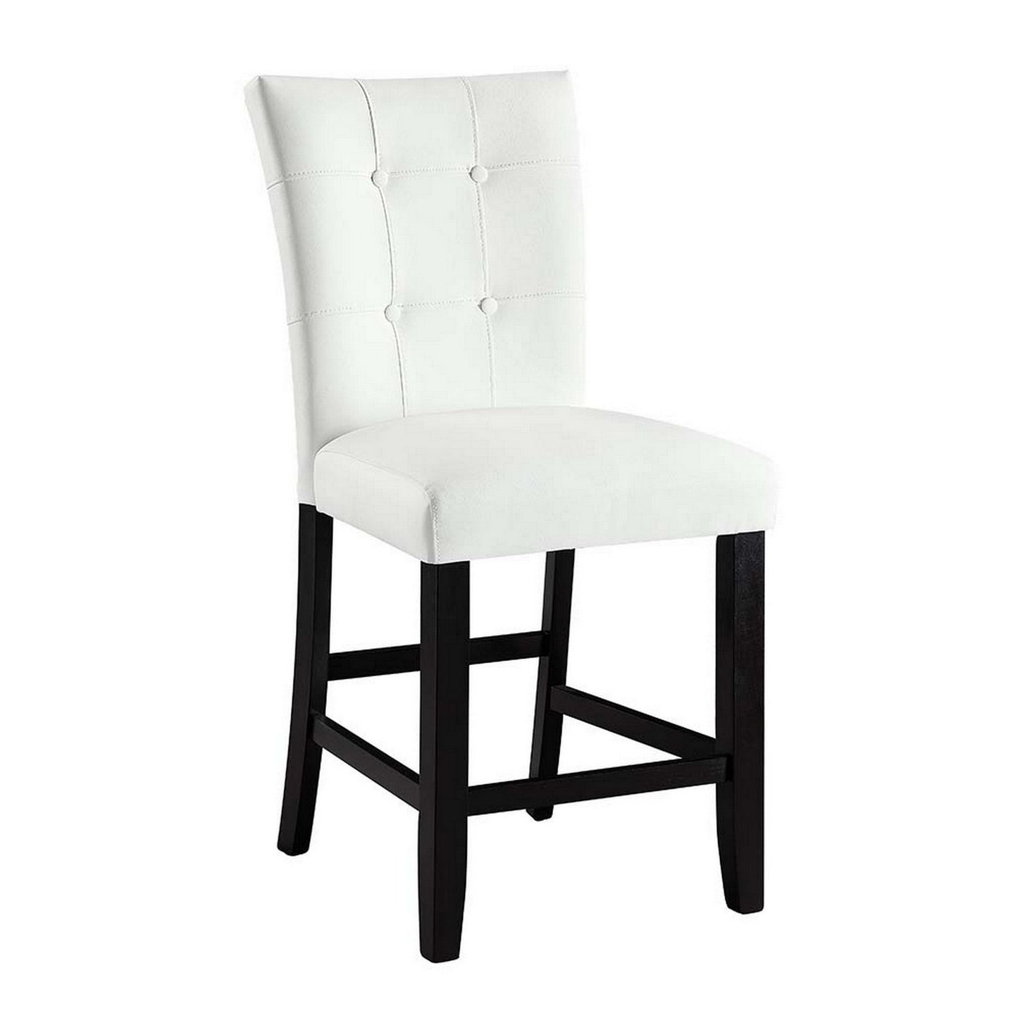 Benzara BM296875 Nok 25" White and Black Counter Chair with Button Tufted Back, Set of 2