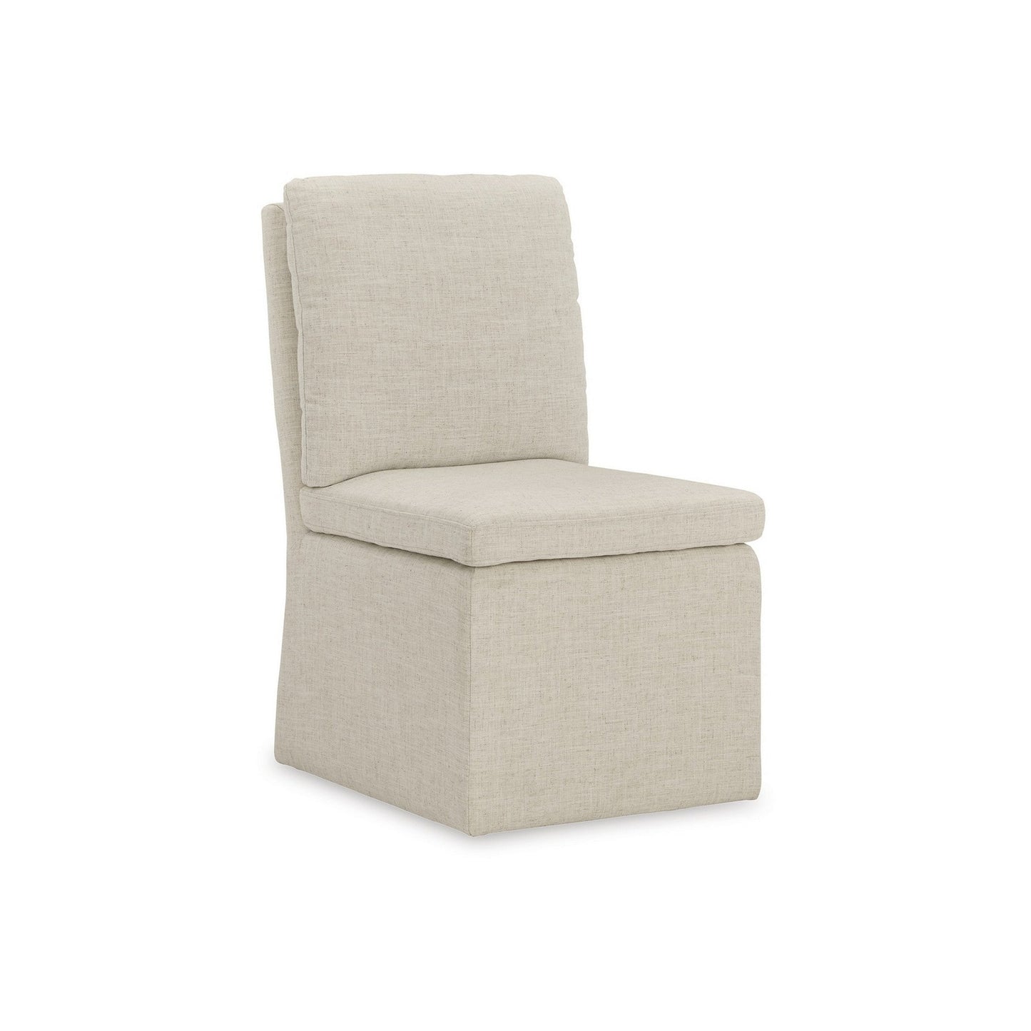 Benzara BM296895 Tren 20" Pleated Back Side Chair with Beige Polyester Upholstery, Set of 2