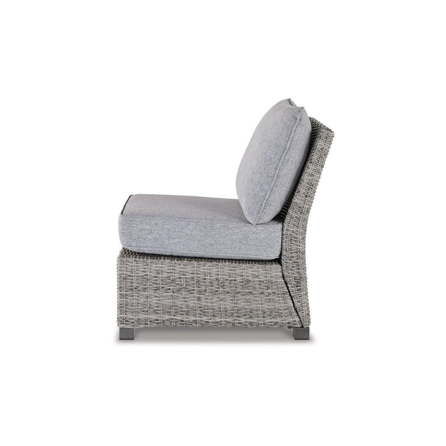 Benzara BM296963 24" Outdoor Accent Chair with Gray Cushions and All-Weather Resin Wicker