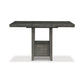 Benzara BM296969 60" Weathered Gray Counter Height Table with Single Shelf and Extension Leaf