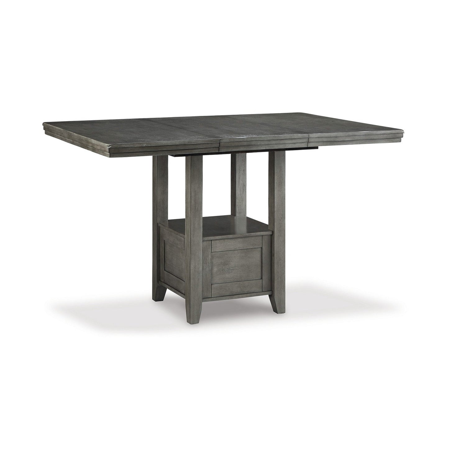 Benzara BM296969 60" Weathered Gray Counter Height Table with Single Shelf and Extension Leaf