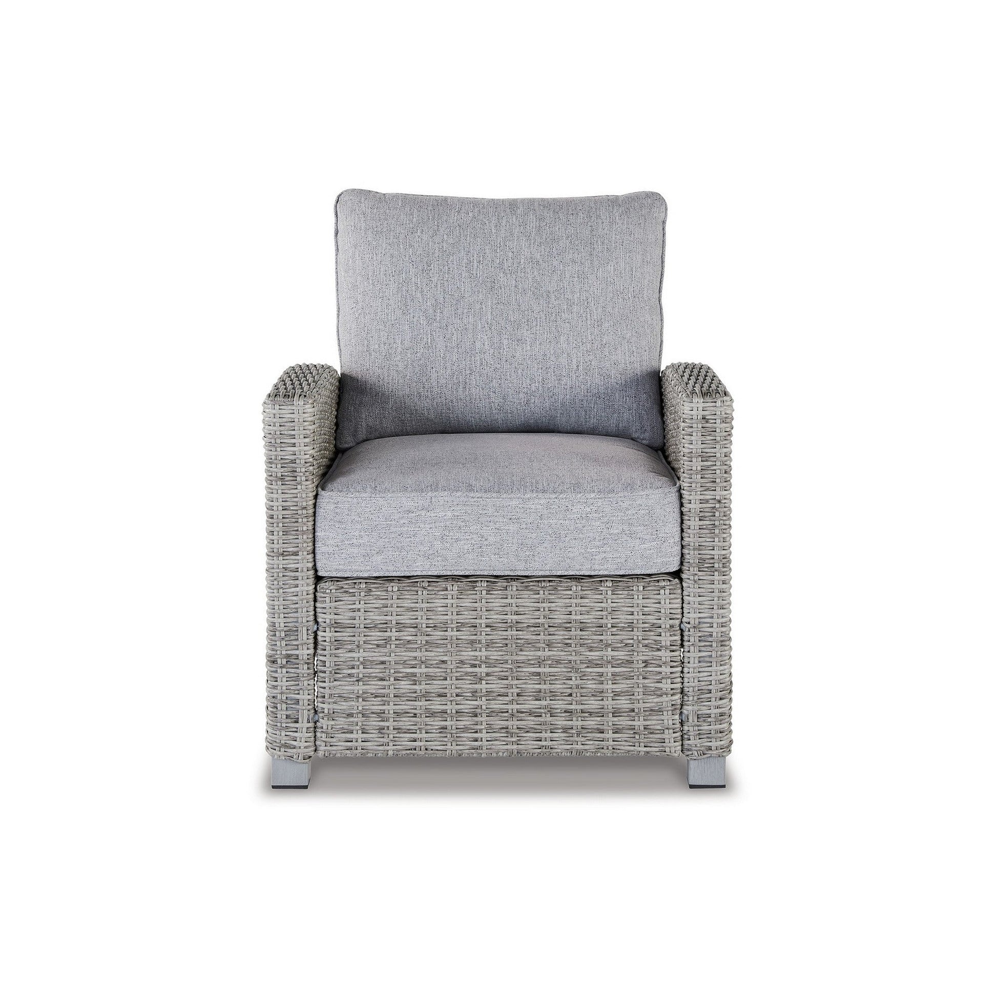 Benzara BM296992 Dune 24" Gray Resin Wicker Outdoor Lounge Chair with Polyester Upholstery