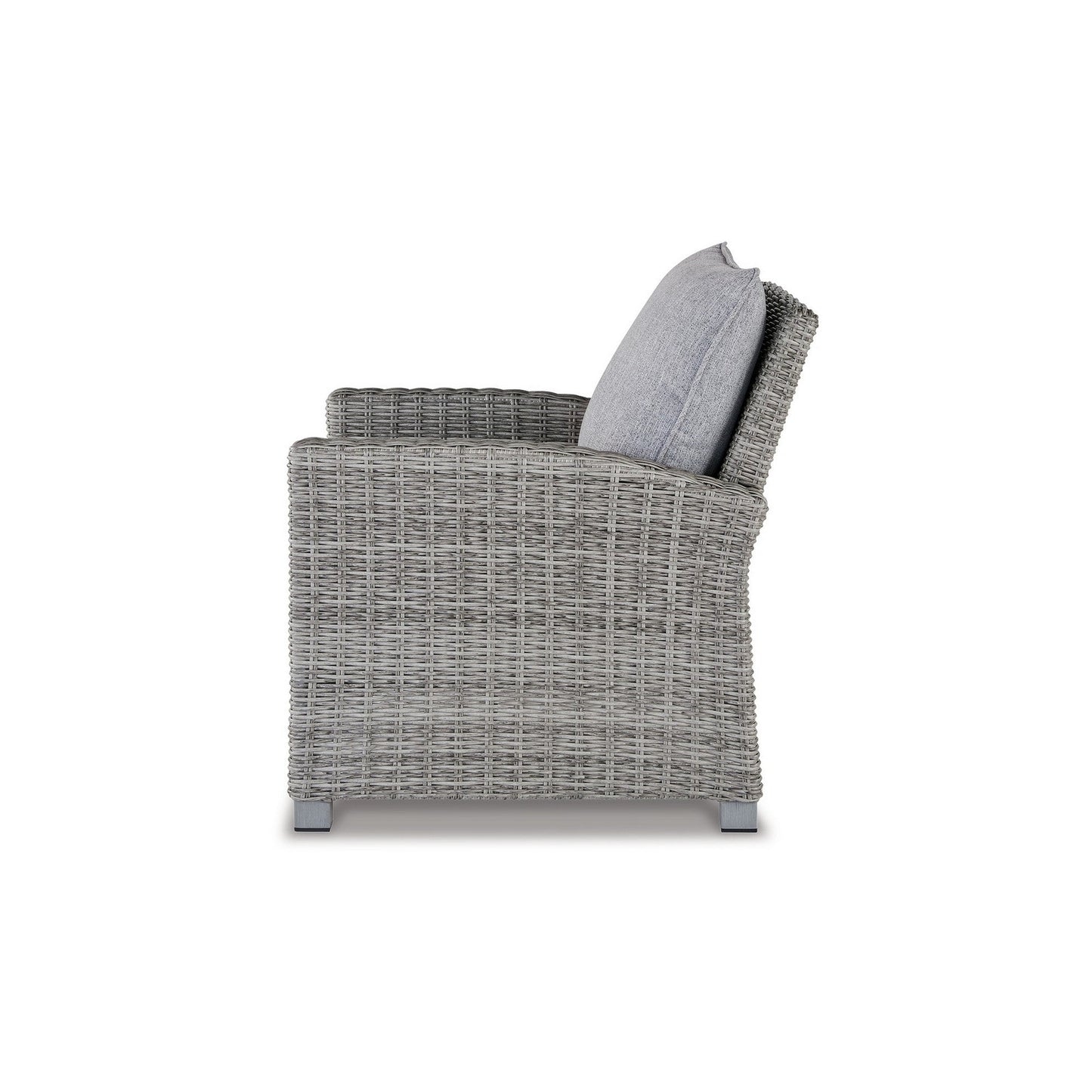 Benzara BM296992 Dune 24" Gray Resin Wicker Outdoor Lounge Chair with Polyester Upholstery