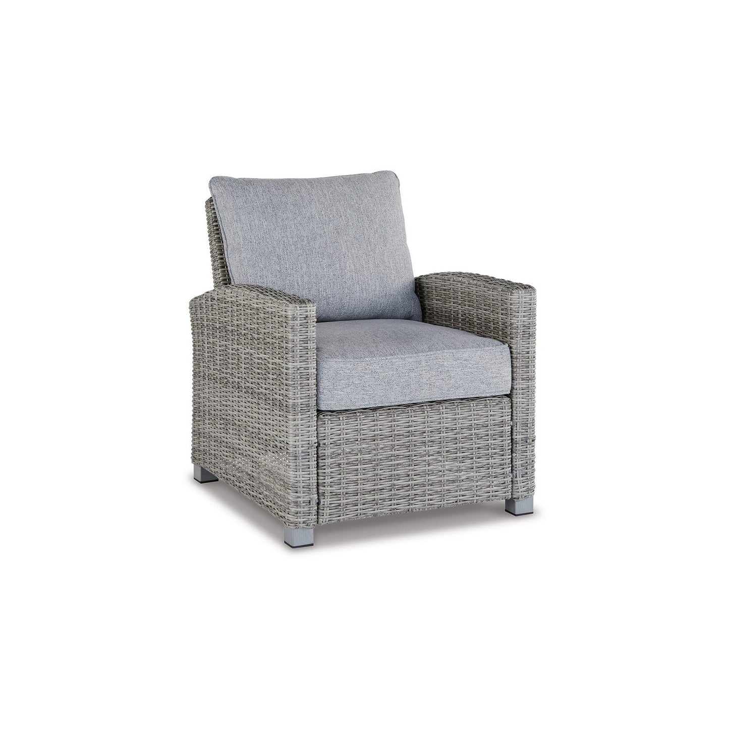 Benzara BM296992 Dune 24" Gray Resin Wicker Outdoor Lounge Chair with Polyester Upholstery