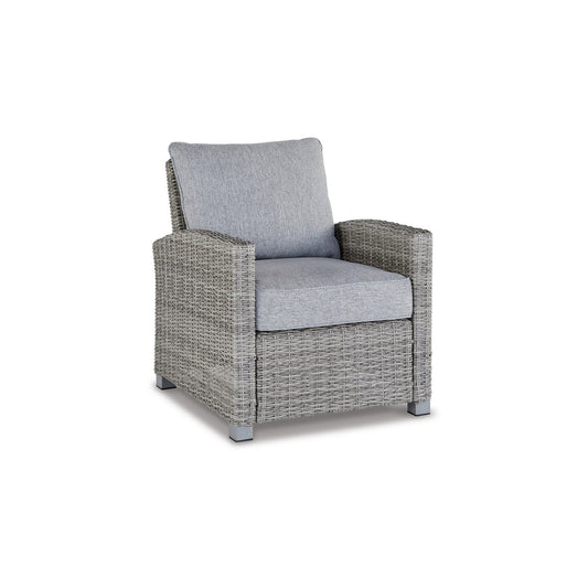 Benzara BM296992 Dune 24" Gray Resin Wicker Outdoor Lounge Chair with Polyester Upholstery