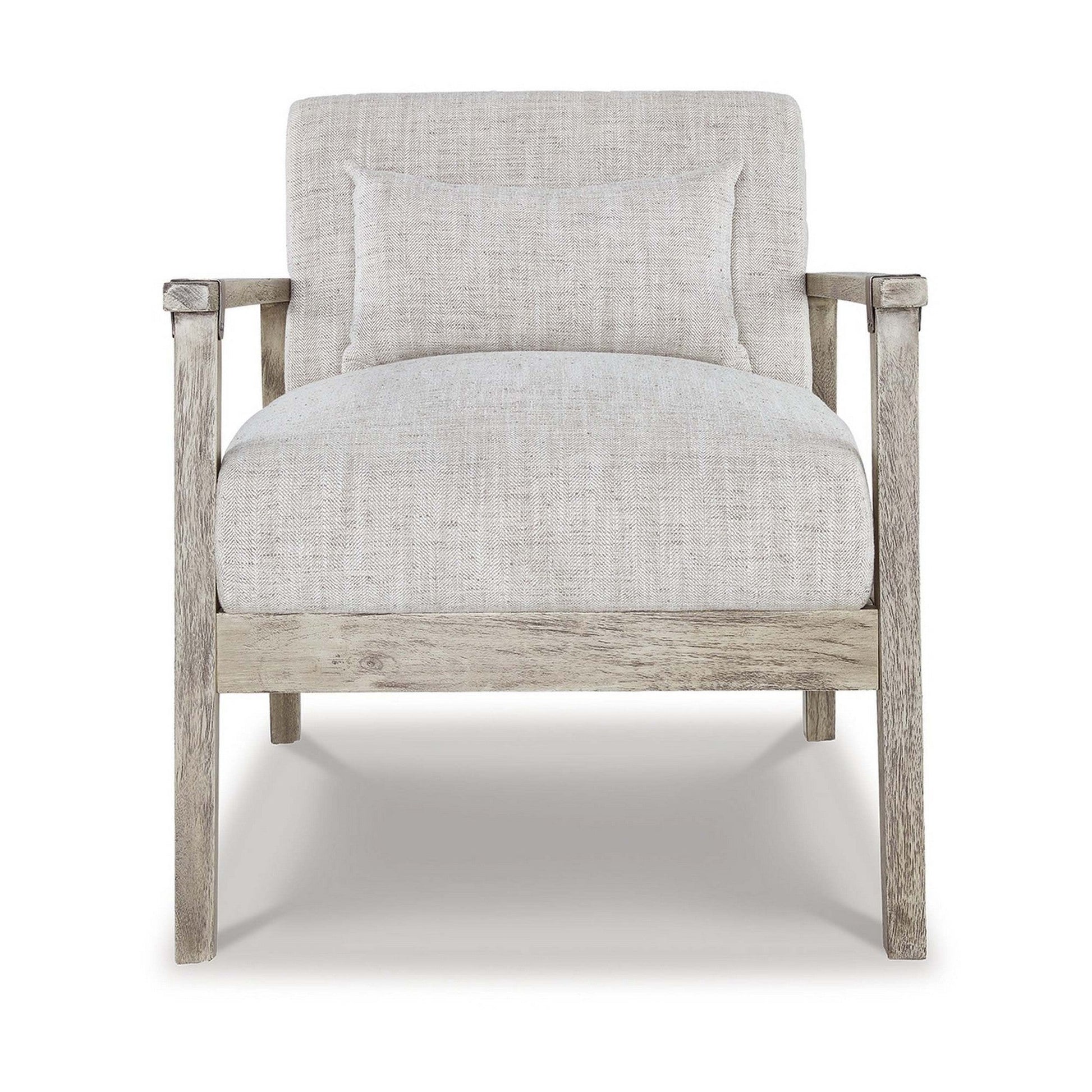 Benzara BM297001 28" Platinum Gray Herringbone Polyester Accent Chair with Gray Wood Frame