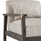 Benzara BM297002 28" Beige-Toned Herringbone Polyester Accent Chair with Brown Wood Frame