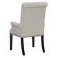 Benzara BM297198 Ali 27" Accent Armchair with Light Gray Fabric, Button Tufted Rolled Back