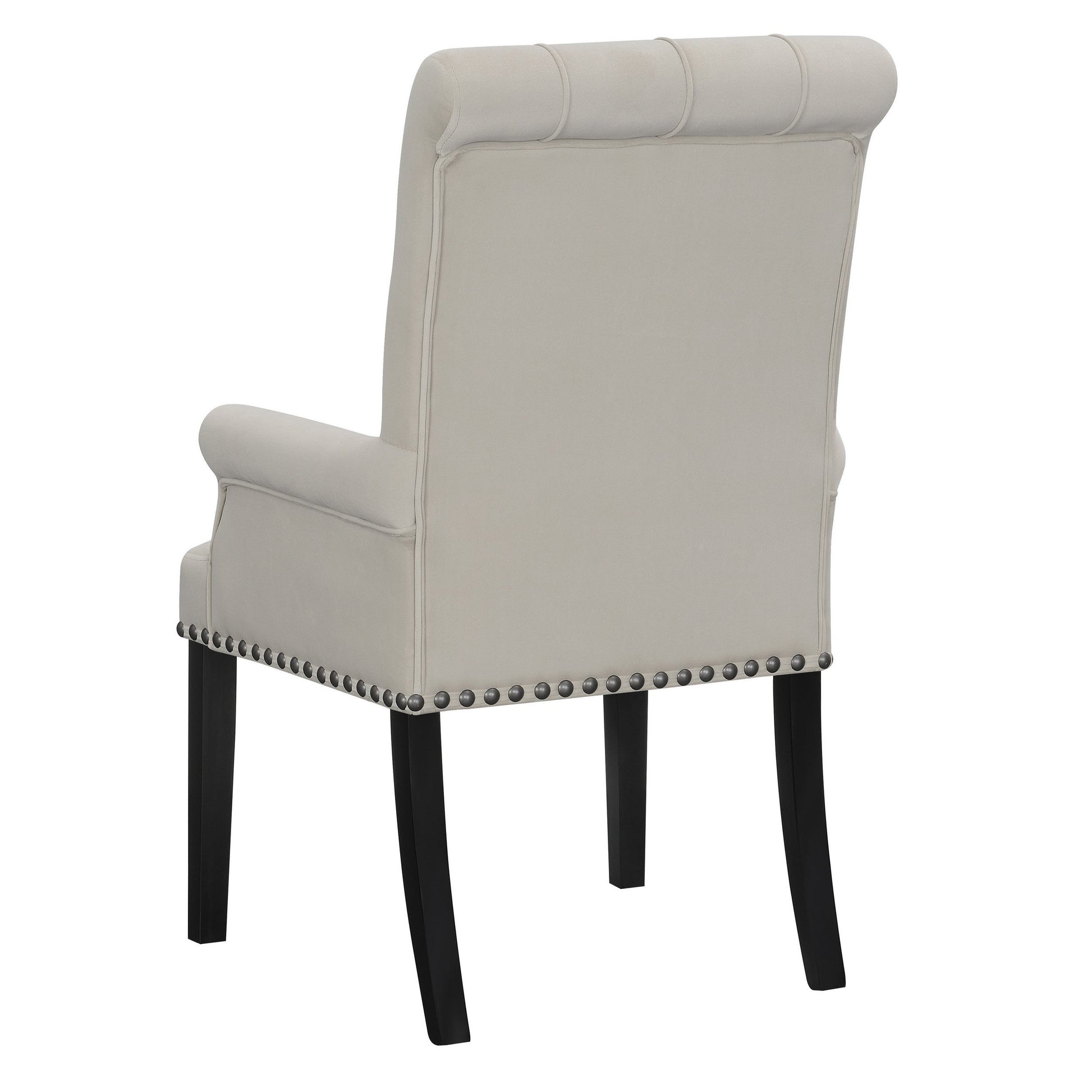 Benzara BM297198 Ali 27" Accent Armchair with Light Gray Fabric, Button Tufted Rolled Back