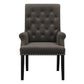 Benzara BM297200 Ali 27" Accent Armchair with Brown Fabric, Rolled Back, and Deep Button Tufting