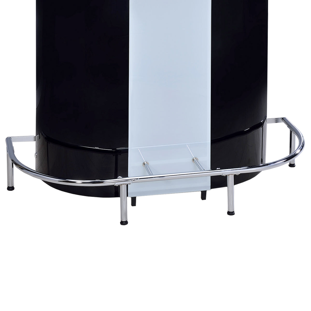 Benzara BM68975 White and Black Contemporary Bar Unit With Frosted Glass Top