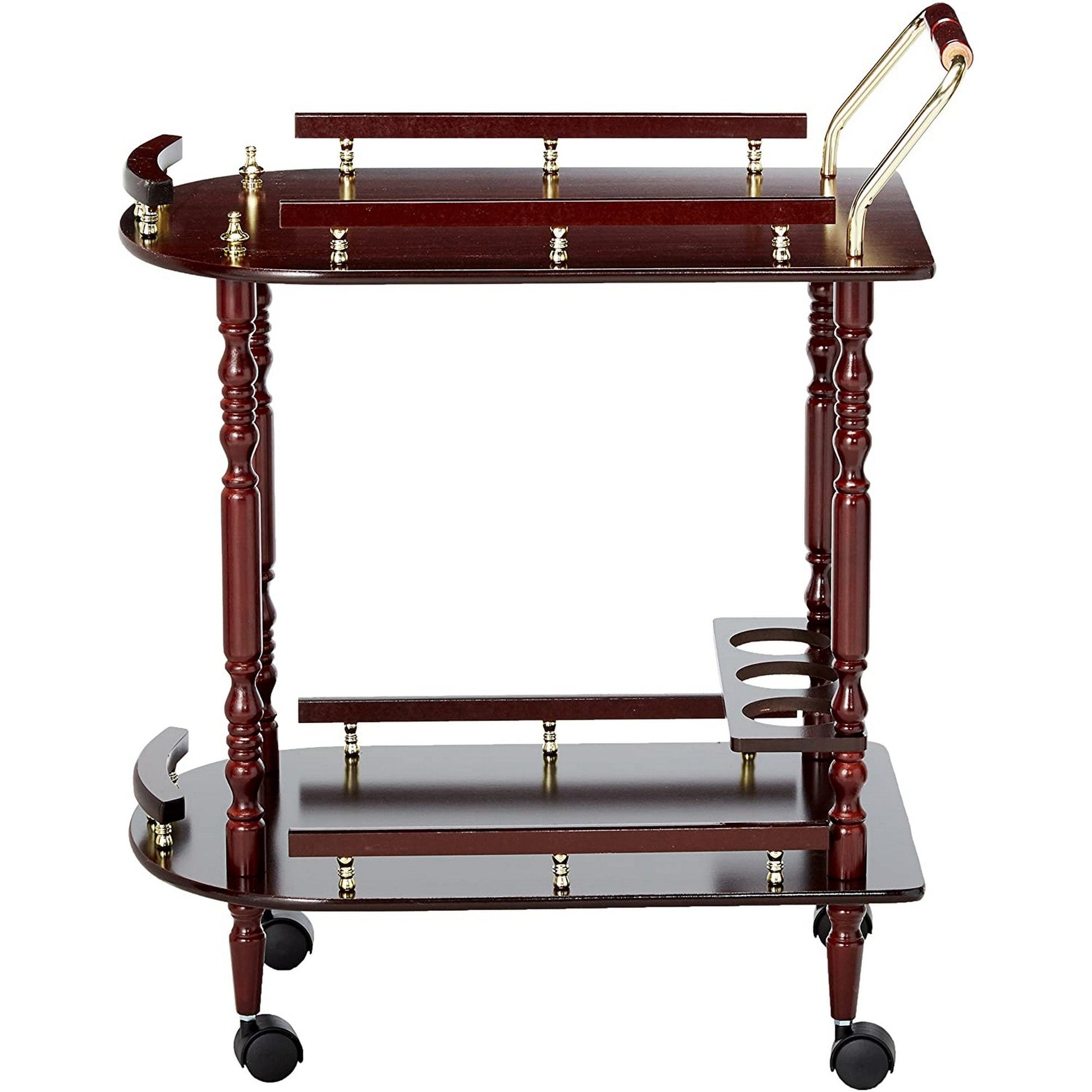 Benzara BM69285 2-Tier Brown Traditional Serving Cart