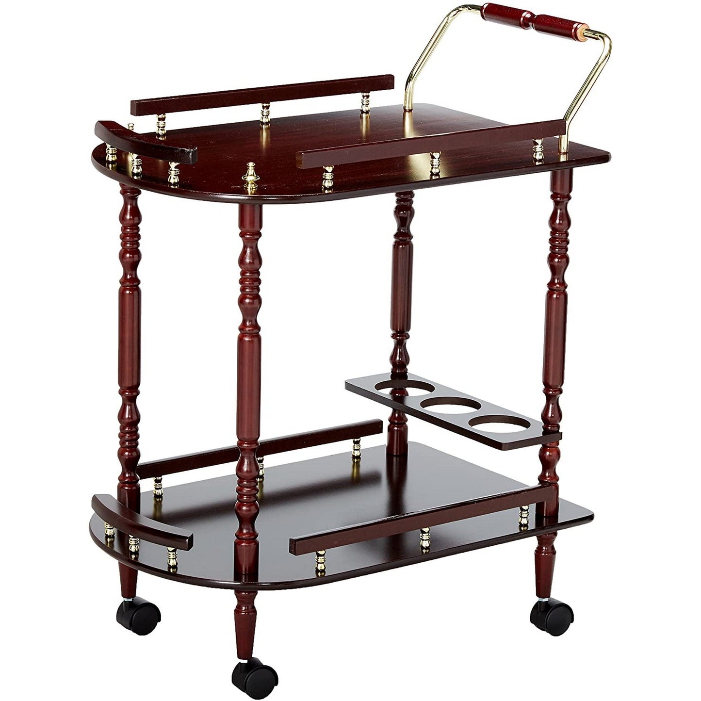 Benzara BM69285 2-Tier Brown Traditional Serving Cart