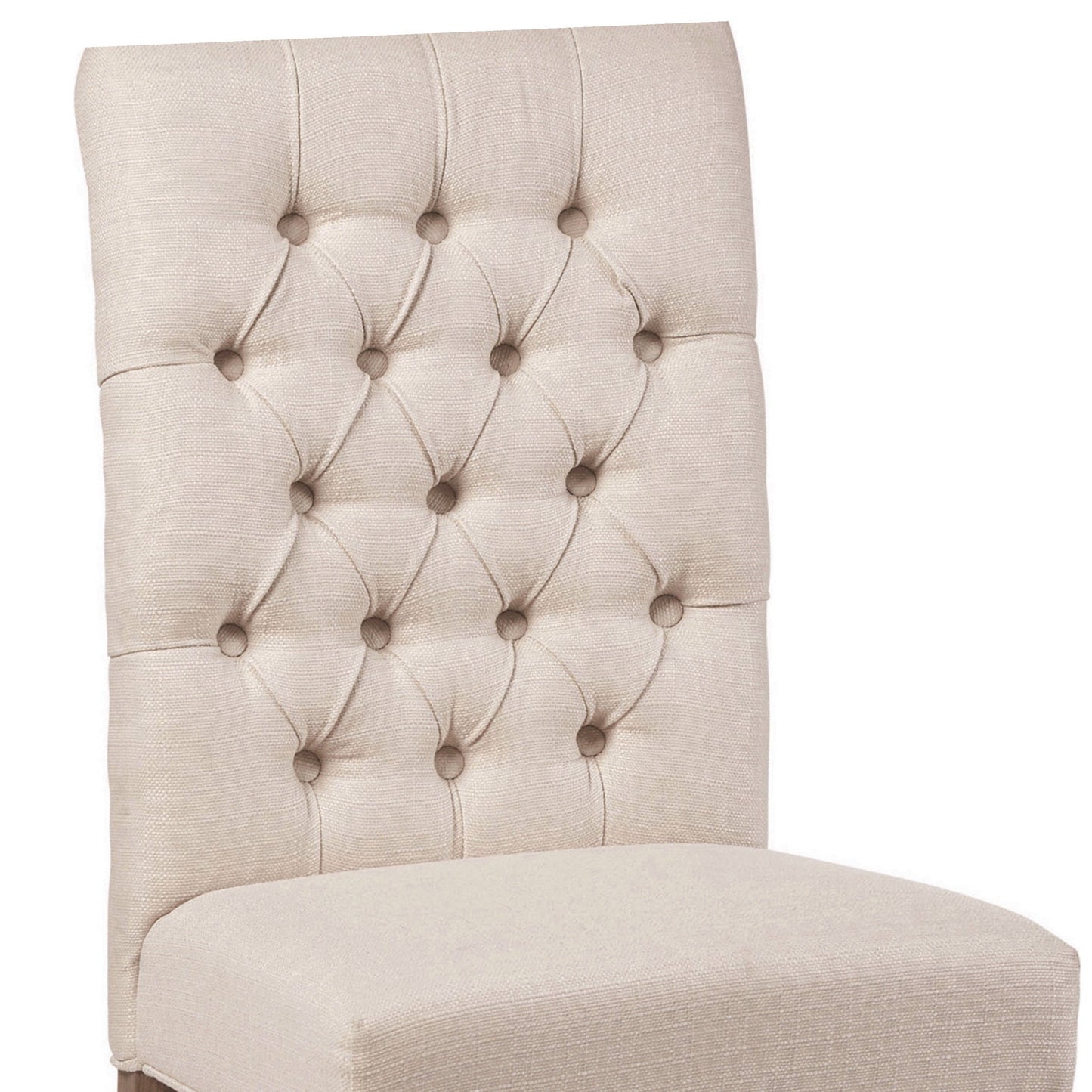 Benzara Beige Dining Chair With Button Tufted Back Set of Two