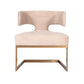 Benzara Beige Fabric Upholstered Dining Chair With Gold Brass Cantilever Base