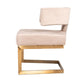 Benzara Beige Fabric Upholstered Dining Chair With Gold Brass Cantilever Base