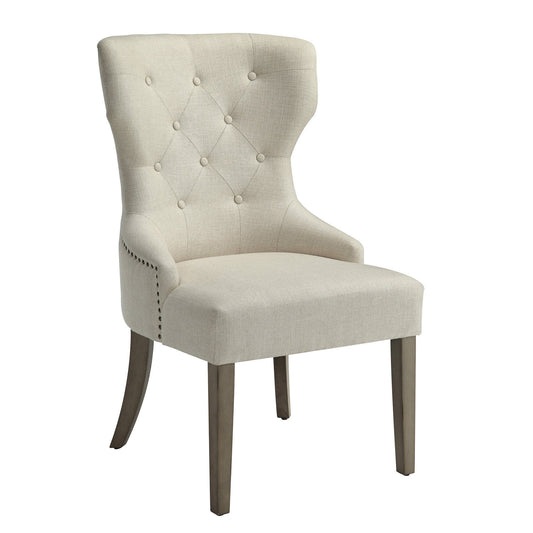 Benzara Beige Luxurious And Comfy Button Tufted Dining Chair