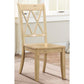 Benzara Beige Pine Veneer Side Chair With Double X-Cross Back Set of Two