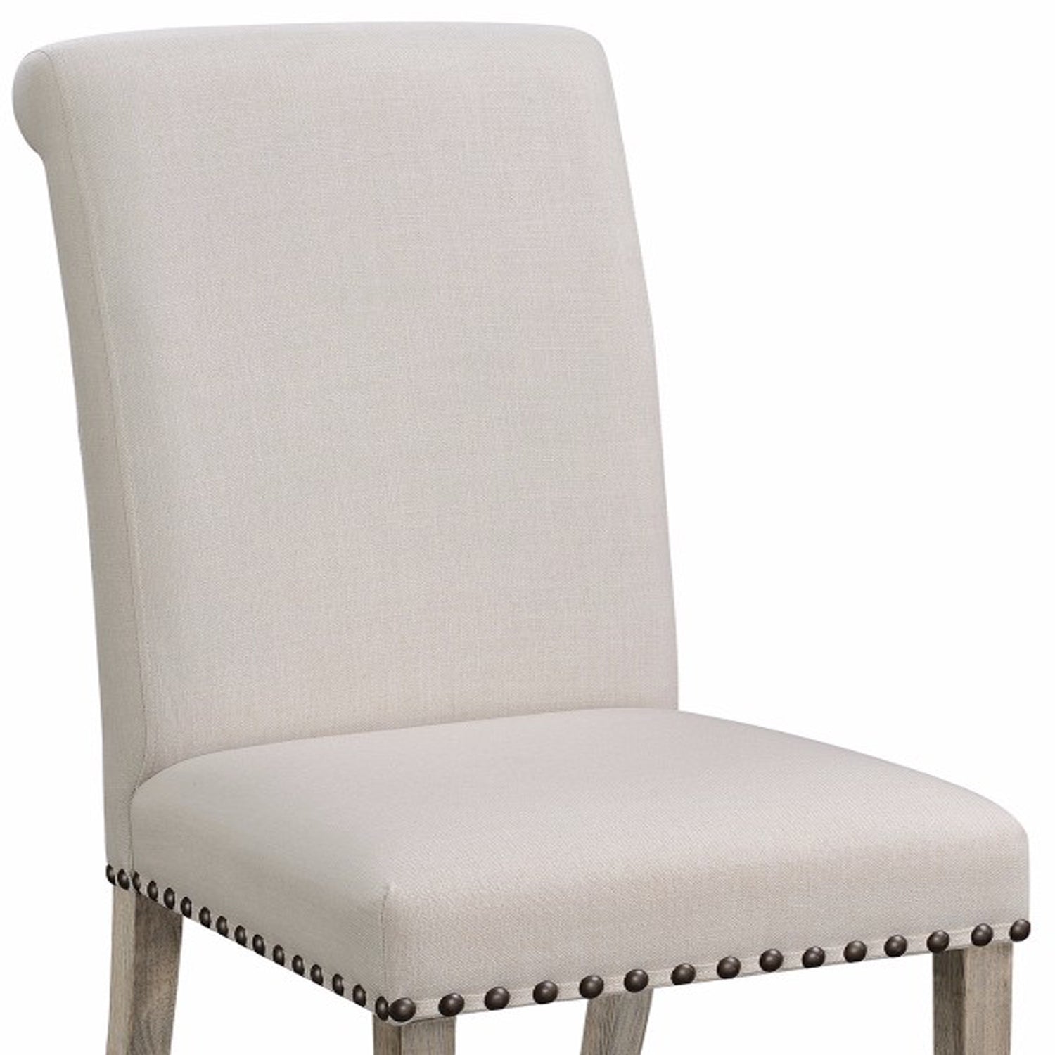 Benzara Beige Rolled Back Parson Dining Chair, Set of Two