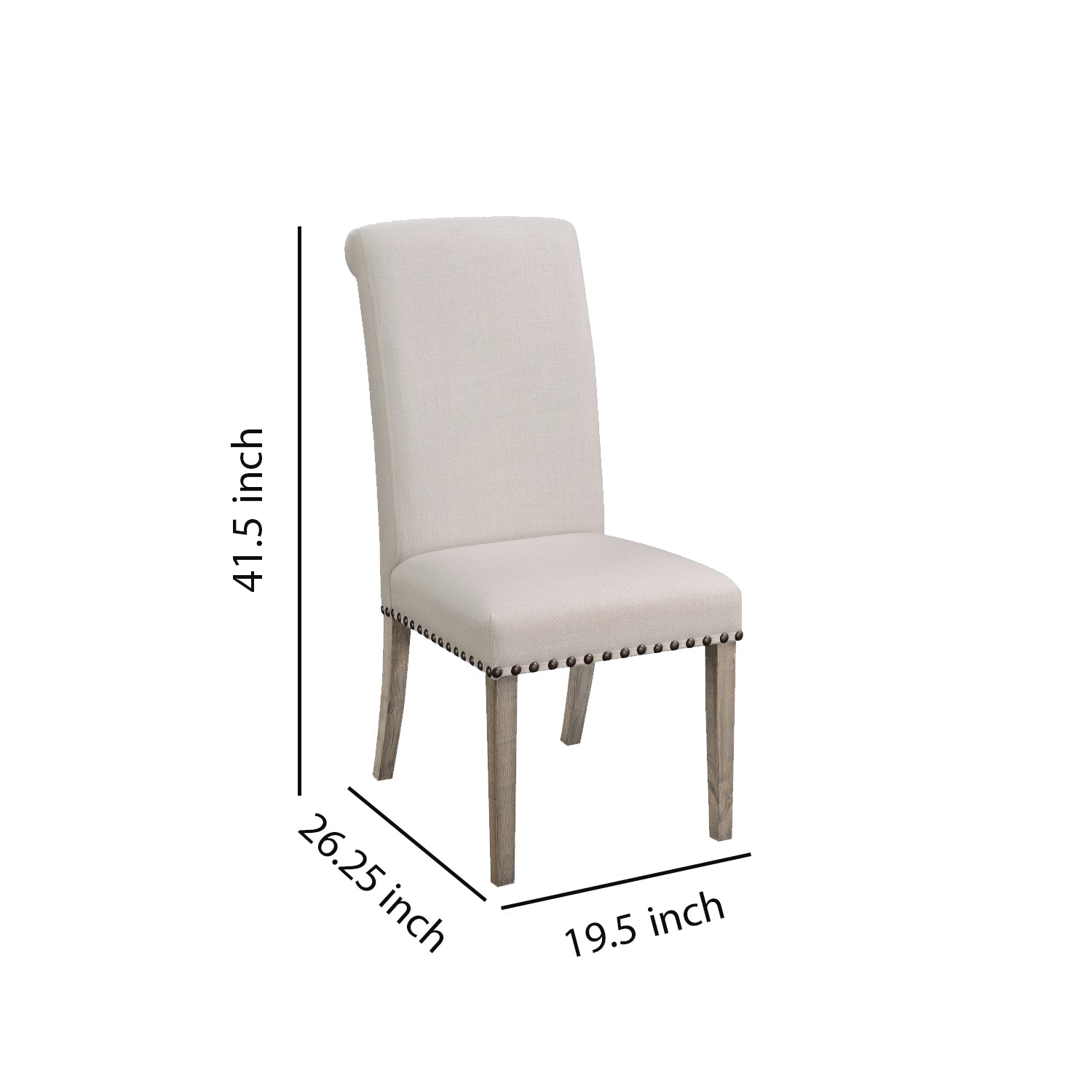 Benzara Beige Rolled Back Parson Dining Chair, Set of Two