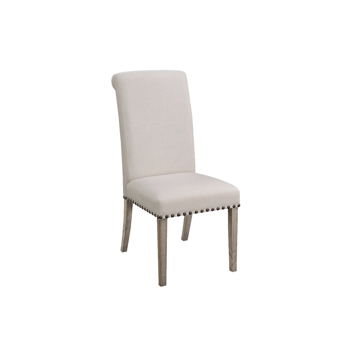 Benzara Beige Rolled Back Parson Dining Chair, Set of Two