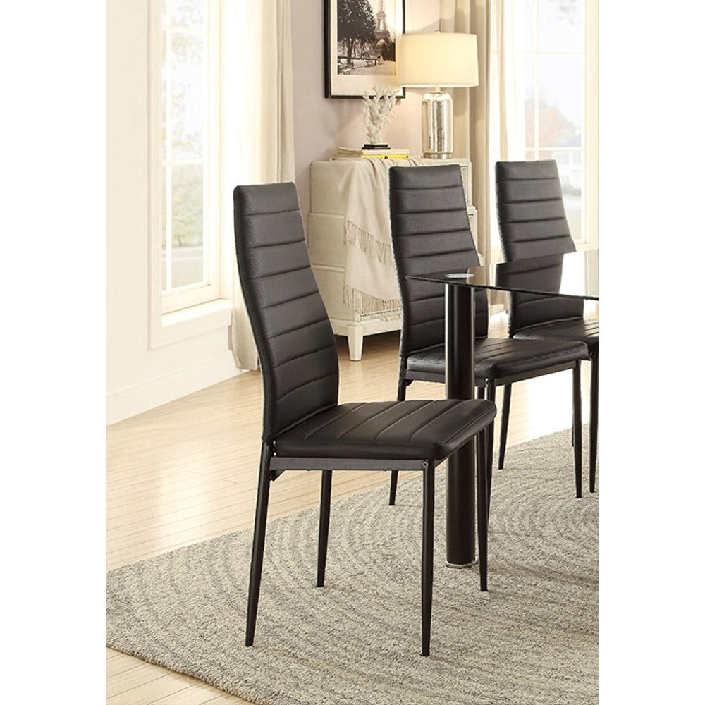 Benzara Black Bi-Cast Vinyl Side Chairs With Curvy Backs Set of Two