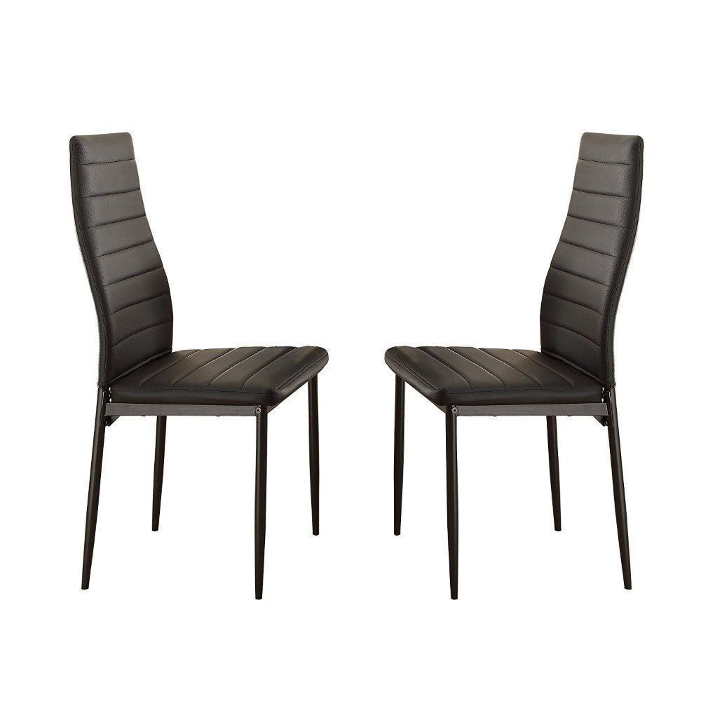 Benzara Black Bi-Cast Vinyl Side Chairs With Curvy Backs Set of Two