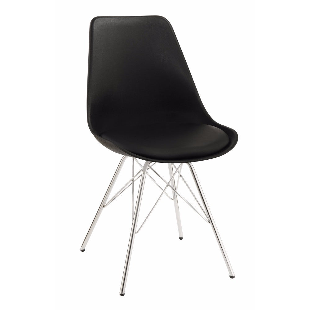 Benzara Black Contemporary Dining Chair With Chrome Legs Set of Two