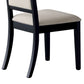 Benzara Black & Cream Wooden Dining Side Chair With Cream Upholstered Seat & Back, Set of Two