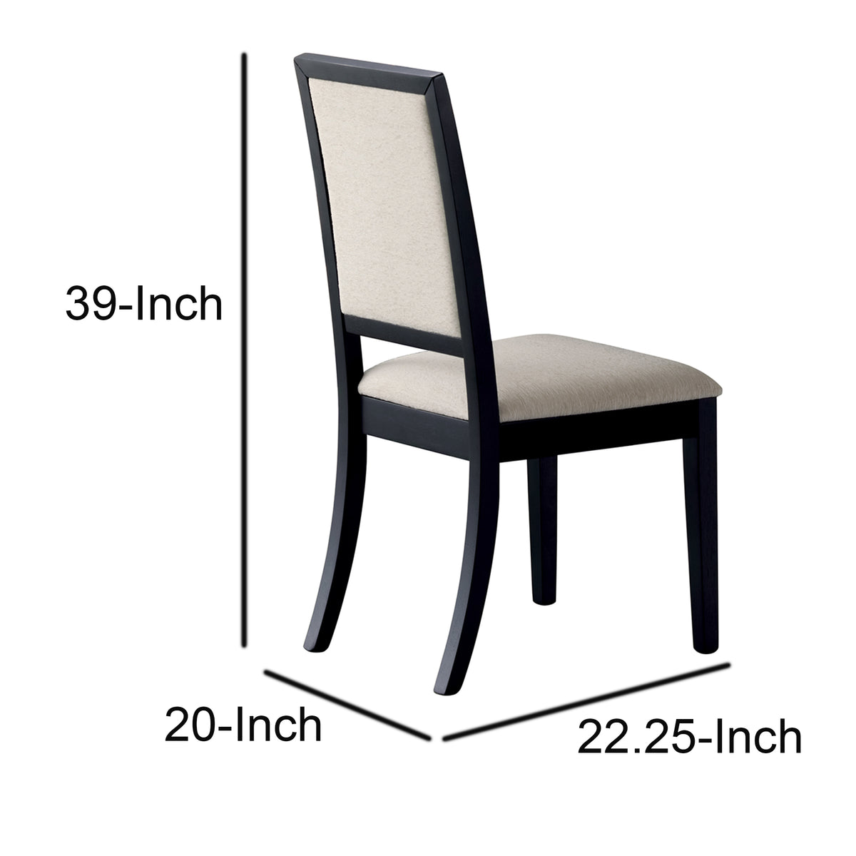 Benzara Black & Cream Wooden Dining Side Chair With Cream Upholstered Seat & Back, Set of Two