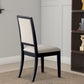 Benzara Black & Cream Wooden Dining Side Chair With Cream Upholstered Seat & Back, Set of Two