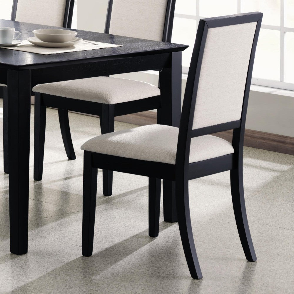 Benzara Black & Cream Wooden Dining Side Chair With Cream Upholstered Seat & Back, Set of Two