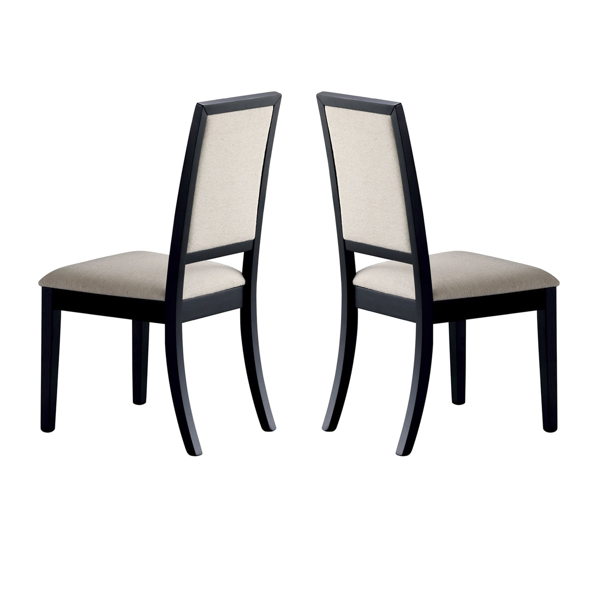 Benzara Black & Cream Wooden Dining Side Chair With Cream Upholstered Seat & Back, Set of Two