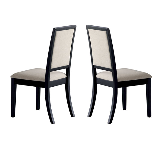 Benzara Black & Cream Wooden Dining Side Chair With Cream Upholstered Seat & Back, Set of Two