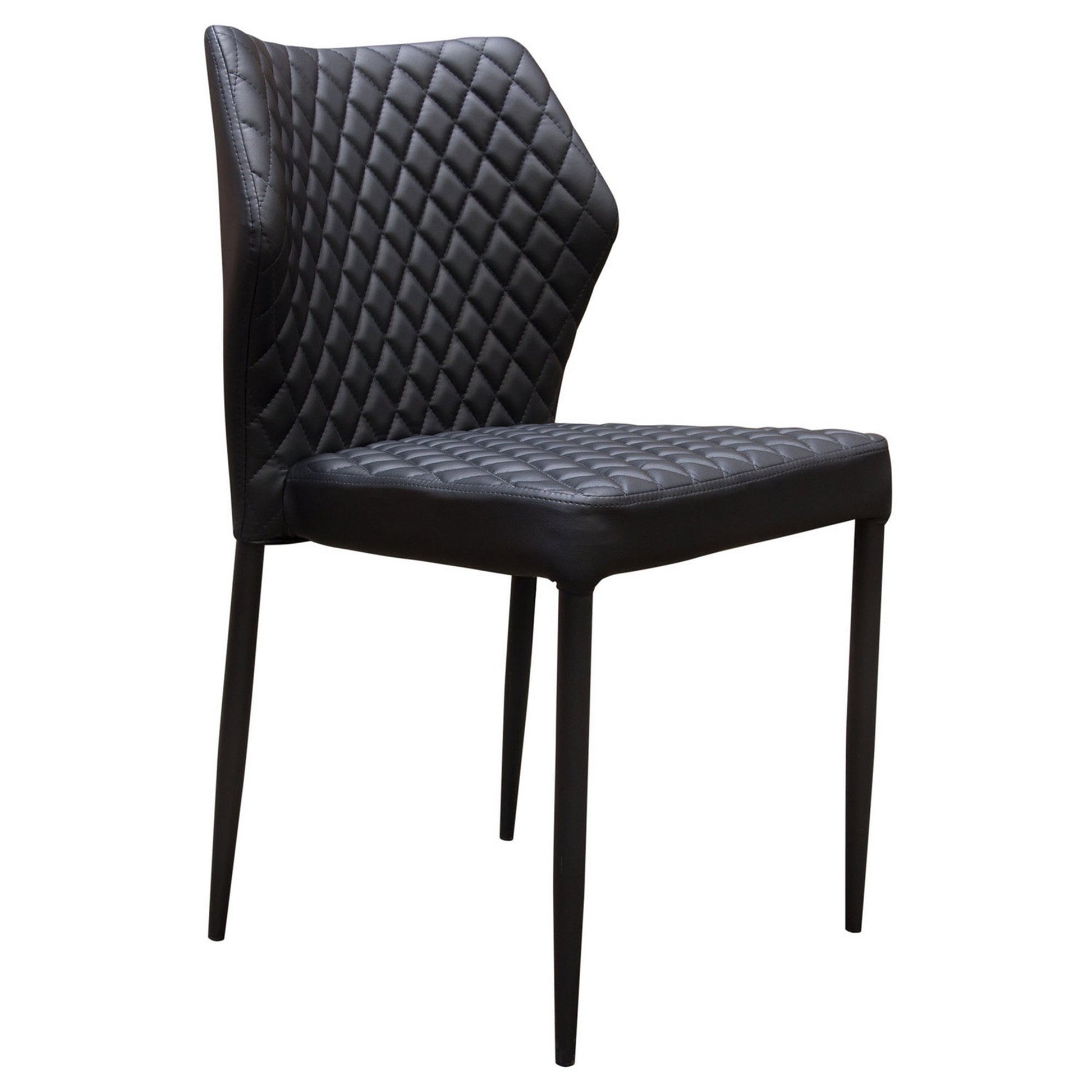 Benzara Black Diamond Tufted Leatherette Dining Chair With Metal Legs Set of Four