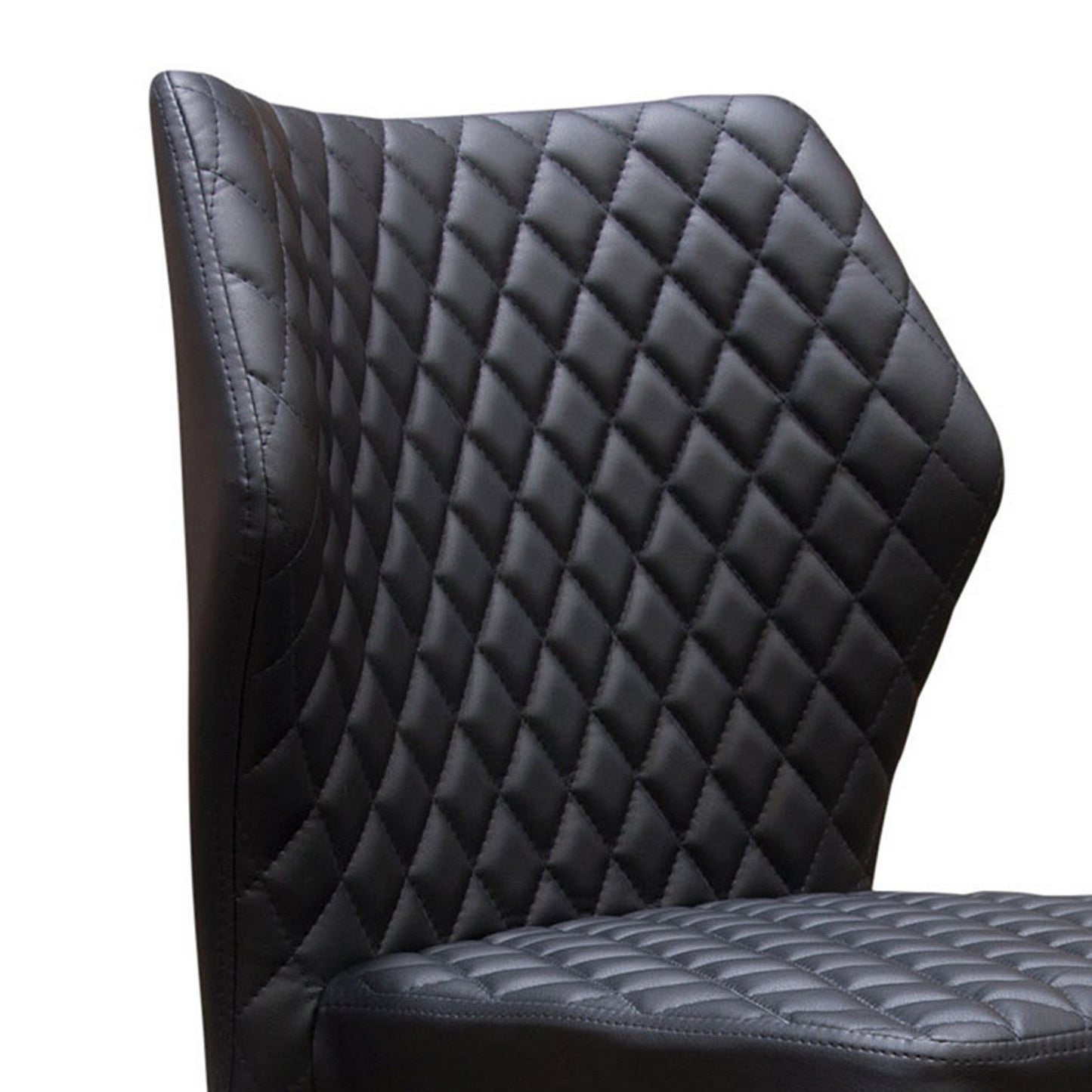 Benzara Black Diamond Tufted Leatherette Dining Chair With Metal Legs Set of Four