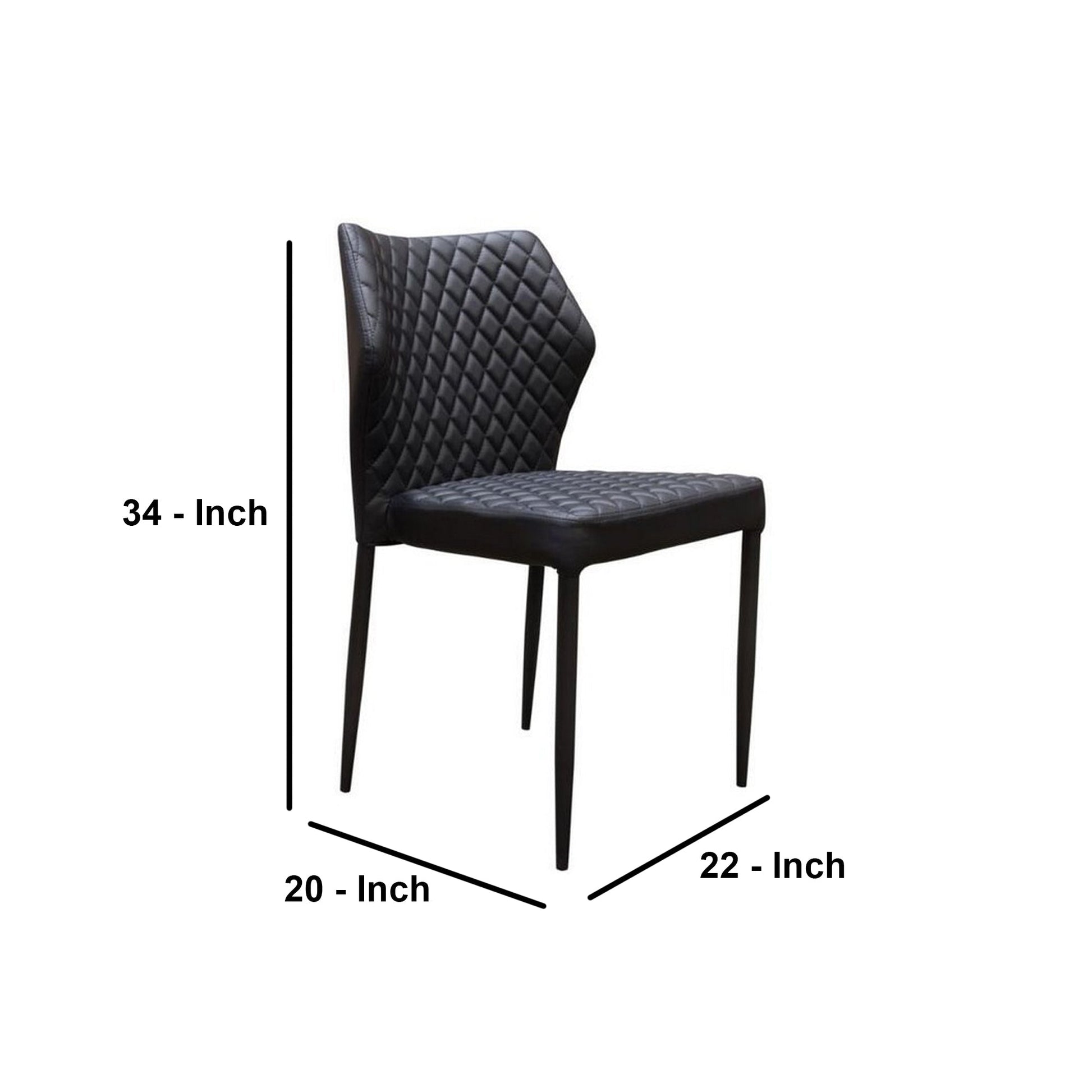 Benzara Black Diamond Tufted Leatherette Dining Chair With Metal Legs Set of Four