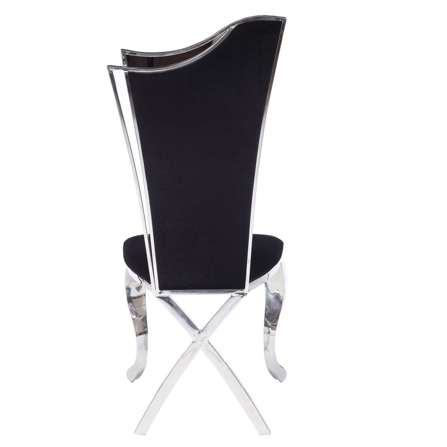 Benzara Black Fabric Upholstered Metal Side Chairs With Asymmetrical Backrest Set of Two